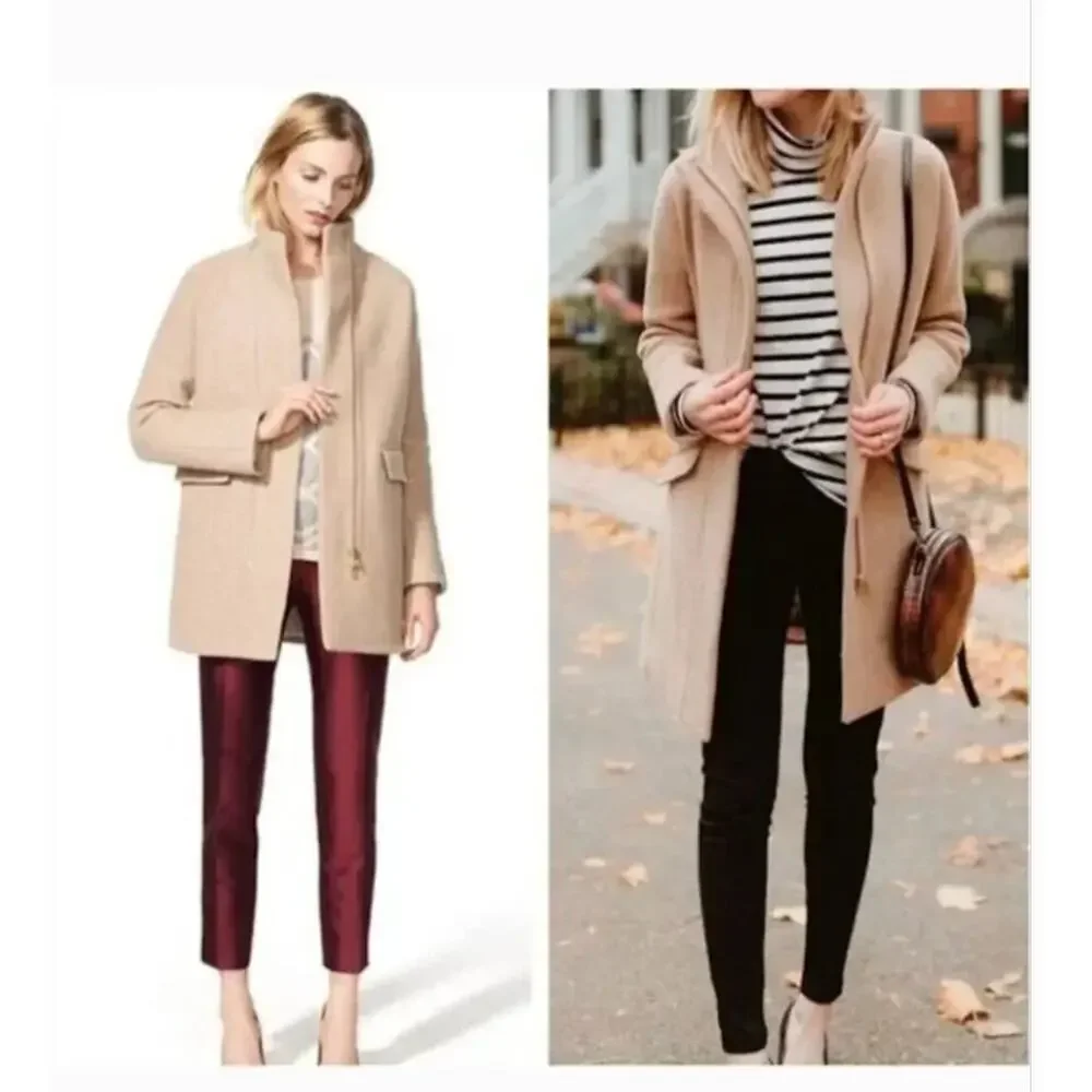 J Crew Stadium Cloth Cocoon Coat 0 Beige Wool Nello Gori Pea Coat Capsule Prep - Picture 1 of 4